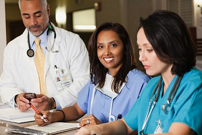 Doctors and nurse working in hospital